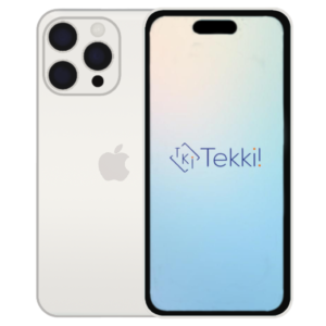 Renoverad iPhone 15 Pro Max 256 GB i mycket bra skick, visad från framsidan och baksidan. Telefonen har en elegant titanram och en stor, skarp skärm. Perfekt för dig som vill ha en kraftfull och prisvärd mobil med toppmodern prestanda.